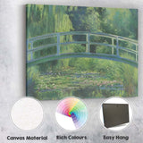 Impressionist Japanese Garden Arched Bridge Tranquil Pond Canvas Wall Art Print Decor Picture Ready to Hang