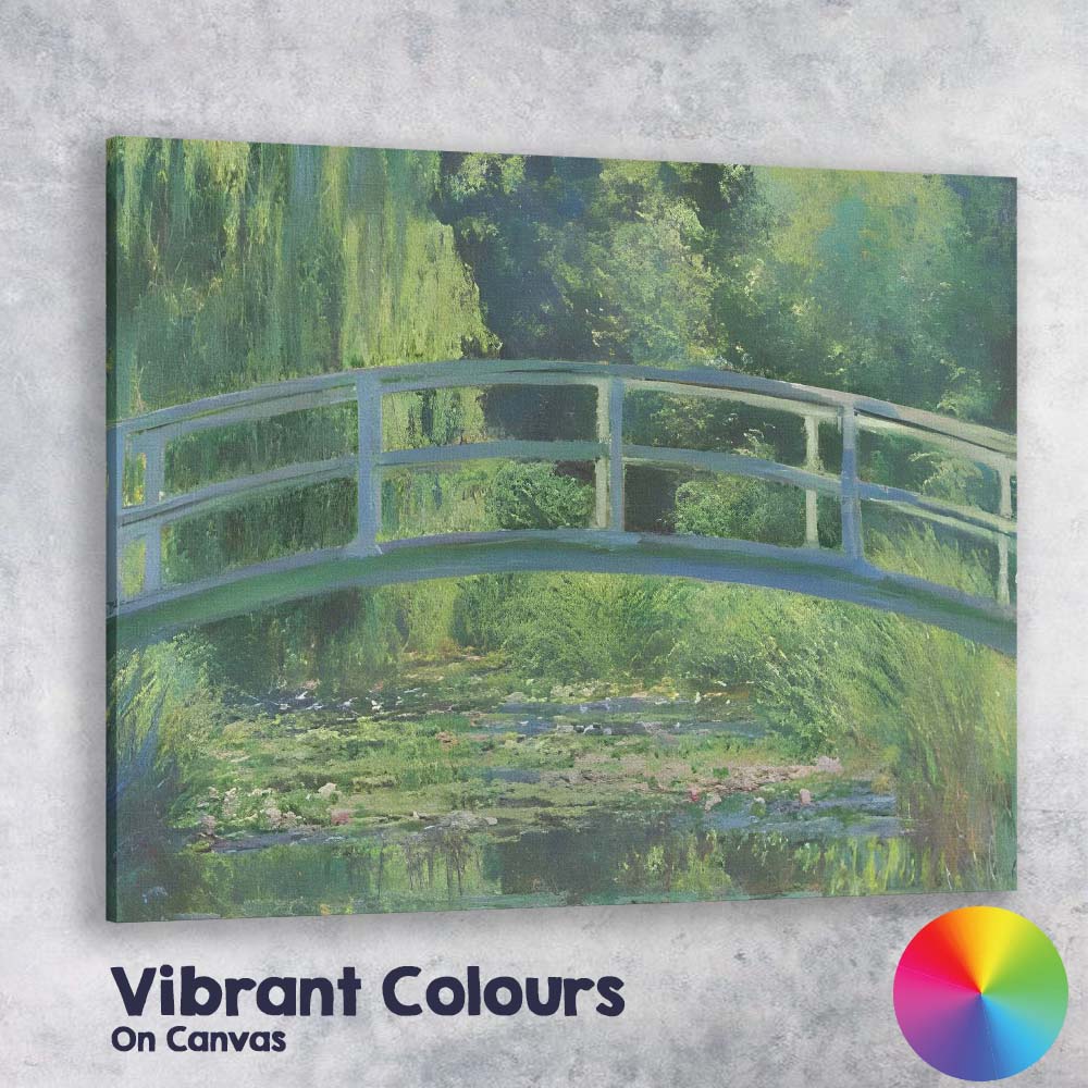 Impressionist Japanese Garden Arched Bridge Tranquil Pond Canvas Wall Art Print Decor Picture Ready to Hang