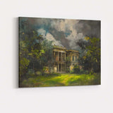Moody Tropical Colonial Mansion Stormy Garden Landscape Canvas Wall Art Print Decor Picture Ready to Hang