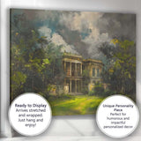 Moody Tropical Colonial Mansion Stormy Garden Landscape Canvas Wall Art Print Decor Picture Ready to Hang
