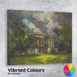 Moody Tropical Colonial Mansion Stormy Garden Landscape Canvas Wall Art Print Decor Picture Ready to Hang