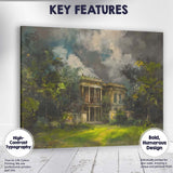 Moody Tropical Colonial Mansion Stormy Garden Landscape Canvas Wall Art Print Decor Picture Ready to Hang