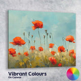Abstract Impressionist Red Poppy Wildflower Meadow Floral Landscape Canvas Wall Art Print Decor Picture Ready to Hang