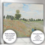 Impressionist Poppy Field Mother And Child Summer Landscape Canvas Wall Art Print Decor Picture Ready to Hang