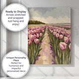 Abstract Impressionist Pink Tulip Field Spring Floral Landscape Canvas Wall Art Print Decor Picture Ready to Hang
