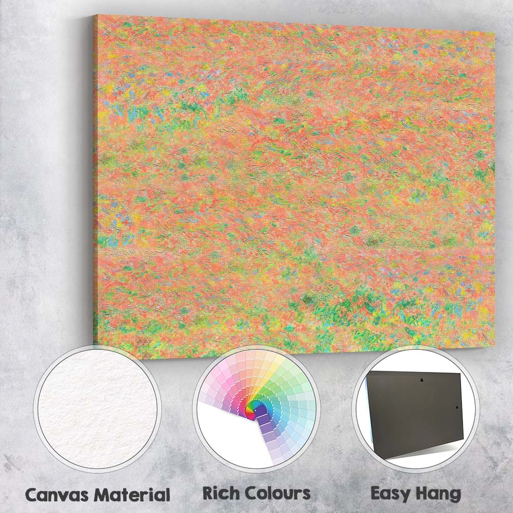 Abstract Coral Wildflower Meadow Textured Impressionist Canvas Wall Art Print Decor Picture Ready to Hang