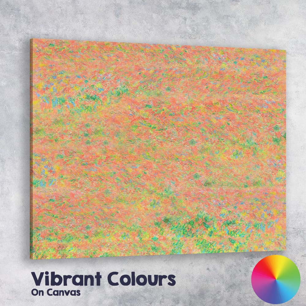 Abstract Coral Wildflower Meadow Textured Impressionist Canvas Wall Art Print Decor Picture Ready to Hang