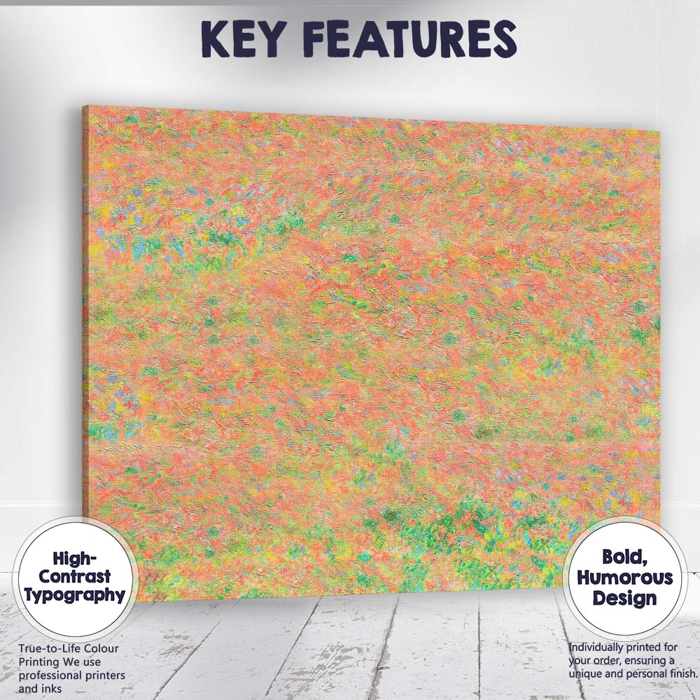 Abstract Coral Wildflower Meadow Textured Impressionist Canvas Wall Art Print Decor Picture Ready to Hang