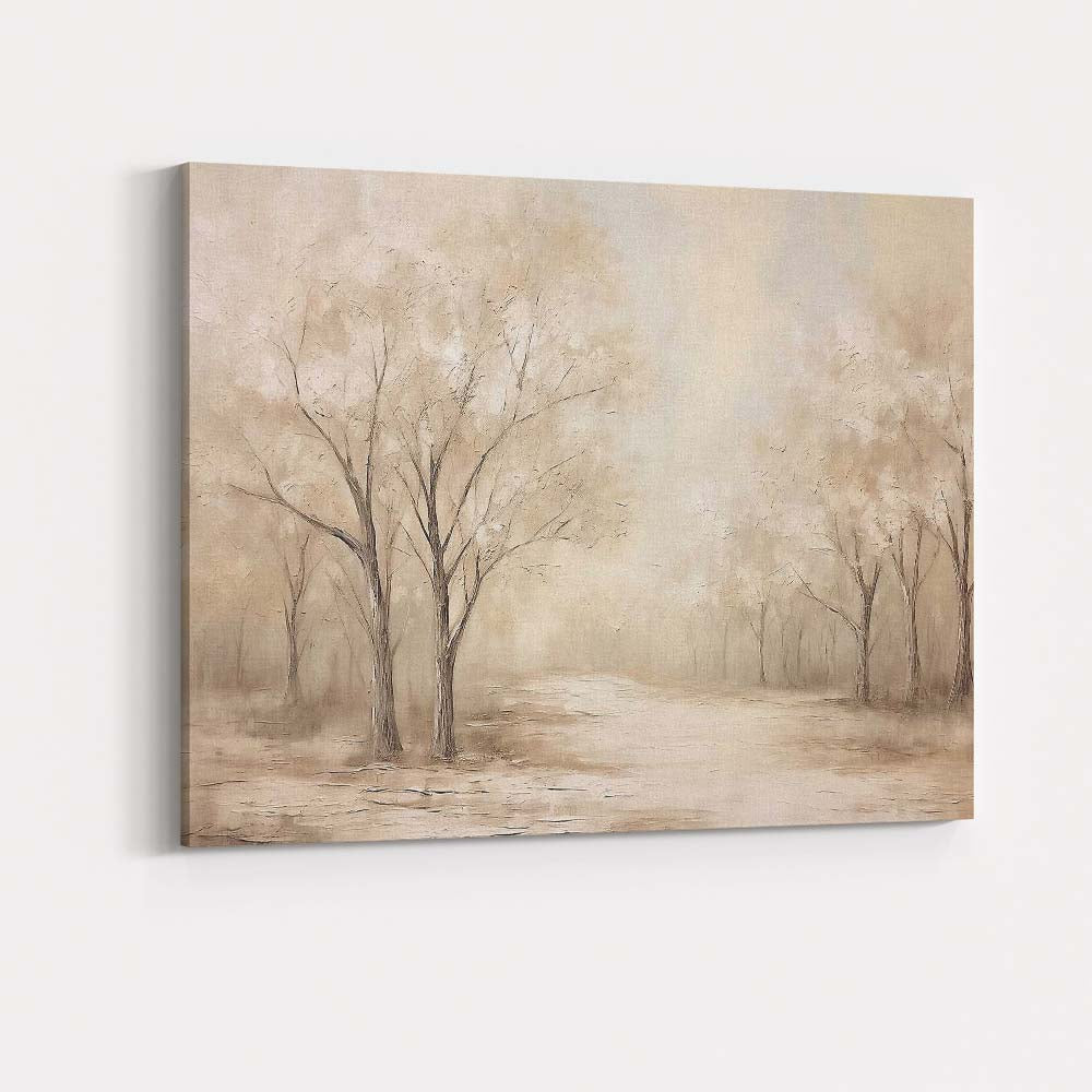 Warm Neutral Woodland Tree Avenue Landscape Canvas Wall Art Print Decor Picture Ready to Hang