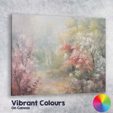 Impressionist Spring Blossom Garden Pink White Flowering Shrubs Canvas Wall Art Print Decor Picture Ready to Hang