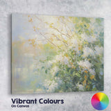 Impressionist White Blossom Bush Sunlit Garden Landscape Canvas Wall Art Print Decor Picture Ready to Hang