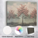 Serene Pink Blossom Trees Tranquil Lake Landscape Canvas Wall Art Print Decor Picture Ready to Hang