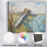 Coastal Wooden Jetty Rustic Fishing Hut Seaside Birds Canvas Wall Art Print Decor Picture Ready to Hang