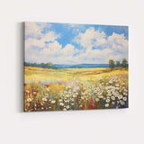 Sunny Wildflower Meadow Rolling Hills Impressionist Landscape Canvas Wall Art Print Decor Picture Ready to Hang