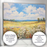 Sunny Wildflower Meadow Rolling Hills Impressionist Landscape Canvas Wall Art Print Decor Picture Ready to Hang