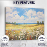 Sunny Wildflower Meadow Rolling Hills Impressionist Landscape Canvas Wall Art Print Decor Picture Ready to Hang