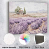 Watercolour Lavender Field Rustic Farmhouse Countryside Canvas Wall Art Print Decor Picture Ready to Hang