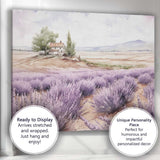 Watercolour Lavender Field Rustic Farmhouse Countryside Canvas Wall Art Print Decor Picture Ready to Hang