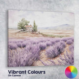 Watercolour Lavender Field Rustic Farmhouse Countryside Canvas Wall Art Print Decor Picture Ready to Hang