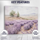 Watercolour Lavender Field Rustic Farmhouse Countryside Canvas Wall Art Print Decor Picture Ready to Hang