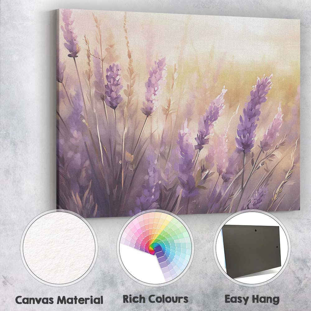 Dreamy Lavender Blossom Floral Close Up Botanical Canvas Wall Art Print Decor Picture Ready to Hang