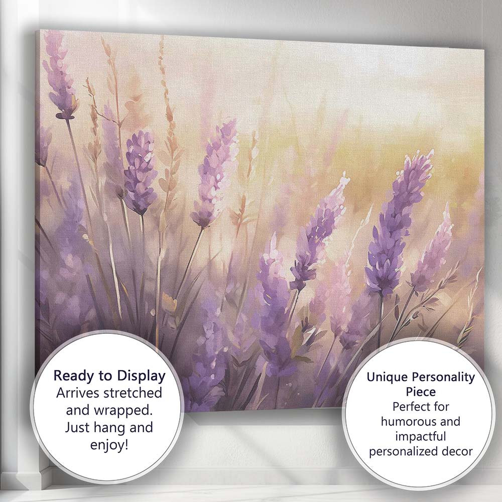Dreamy Lavender Blossom Floral Close Up Botanical Canvas Wall Art Print Decor Picture Ready to Hang