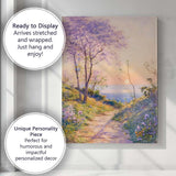 Pastel Purple Jacaranda Tree Coastal Sunset Landscape Canvas Wall Art Print Decor Picture Ready to Hang