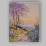 Pastel Purple Jacaranda Tree Coastal Sunset Landscape Canvas Wall Art Print Decor Picture Ready to Hang