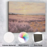 Serene Lavender Plains Golden Sunset Landscape Canvas Wall Art Print Decor Picture Ready to Hang