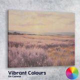 Serene Lavender Plains Golden Sunset Landscape Canvas Wall Art Print Decor Picture Ready to Hang