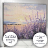 Impressionist Lavender Flowers Golden Sunrise Coastal Landscape Canvas Wall Art Print Decor Picture Ready to Hang