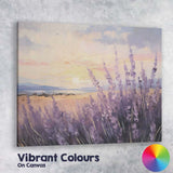 Impressionist Lavender Flowers Golden Sunrise Coastal Landscape Canvas Wall Art Print Decor Picture Ready to Hang