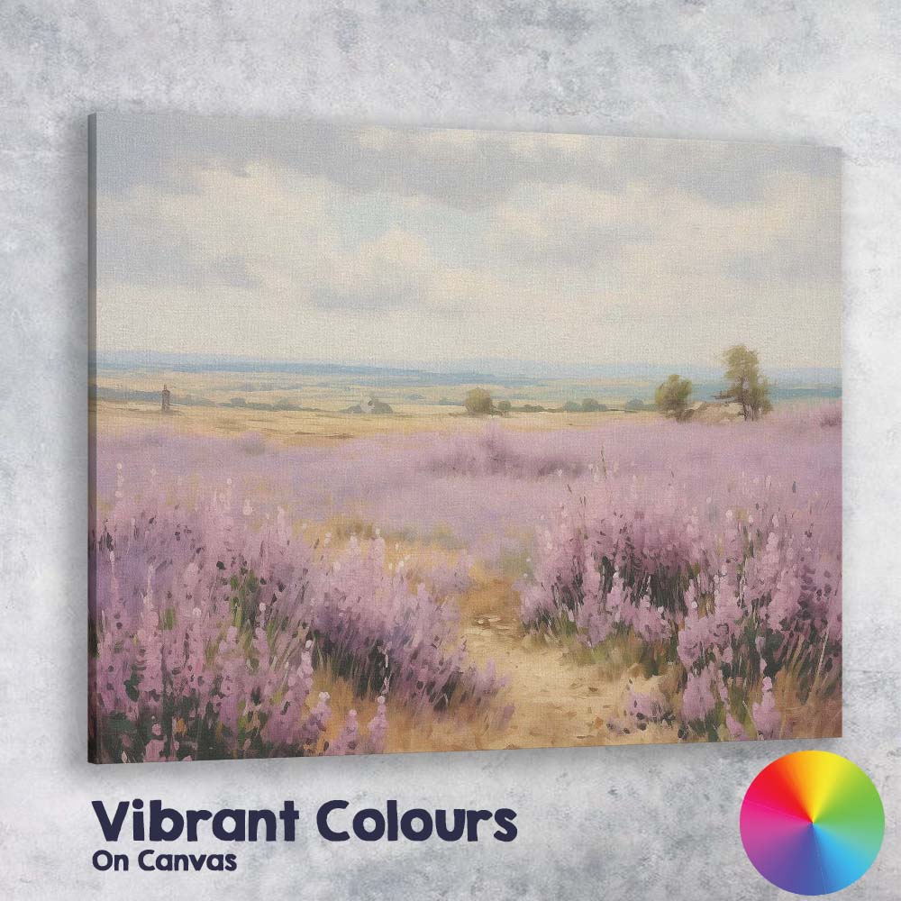 Pastel Lavender Field Country Path Rural Landscape Canvas Wall Art Print Decor Picture Ready to Hang