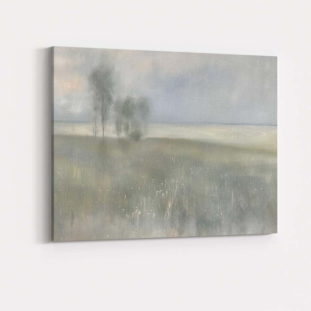 Ethereal Misty Lake Shore Neutral Nature Landscape Canvas Wall Art Print Decor Picture Ready to Hang