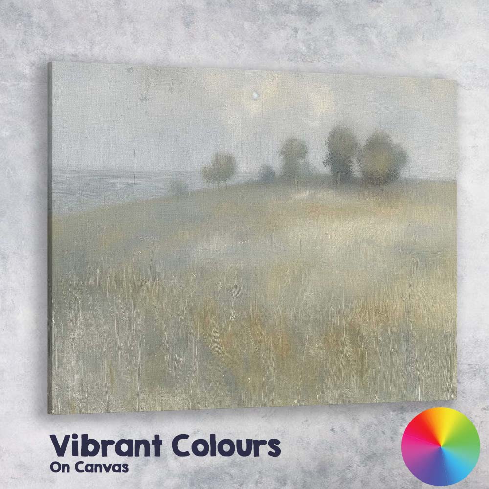 Minimalist Rolling Hill Trees Foggy Morning Landscape Canvas Wall Art Print Decor Picture Ready to Hang