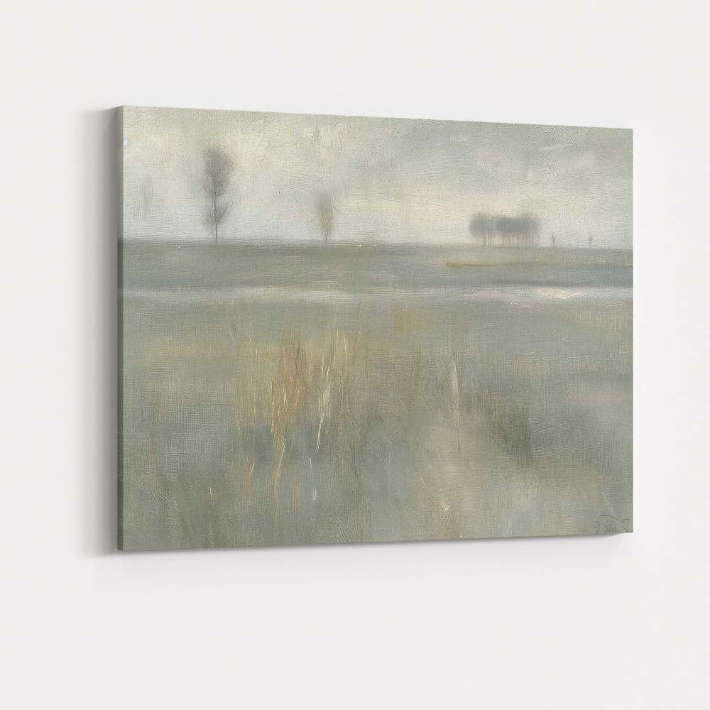 Serene Misty Wetland Reeds Tranquil Landscape Canvas Wall Art Print Decor Picture Ready to Hang