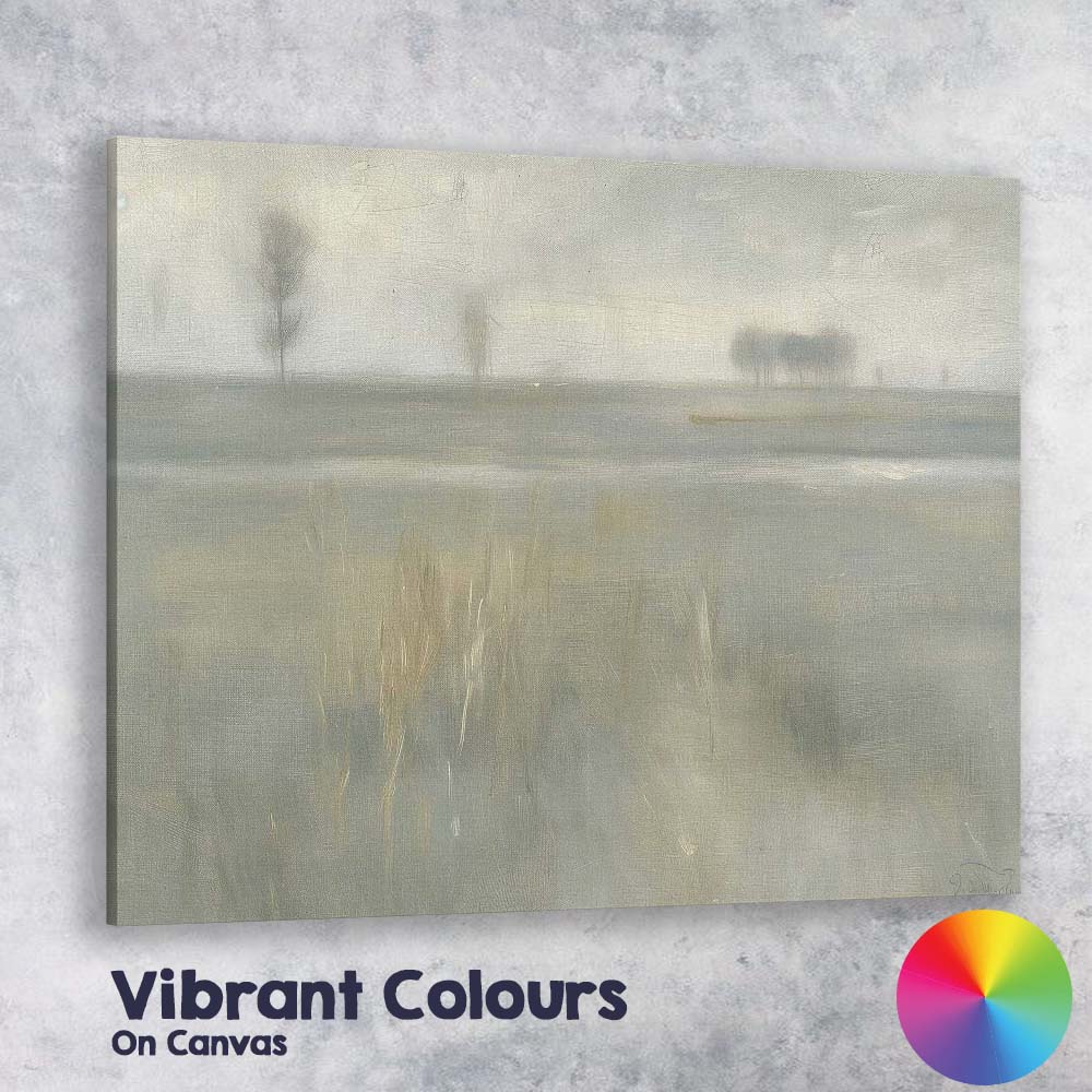 Serene Misty Wetland Reeds Tranquil Landscape Canvas Wall Art Print Decor Picture Ready to Hang