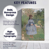 Impressionist Girl in Blue Dress Garden Portrait Canvas Wall Art Print Decor Picture Ready to Hang