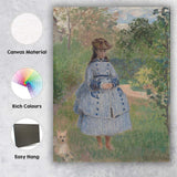 Impressionist Girl in Blue Dress Garden Portrait Canvas Wall Art Print Decor Picture Ready to Hang