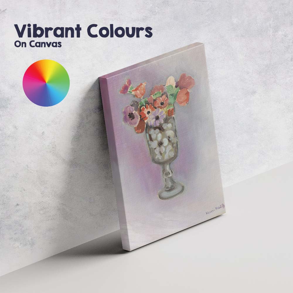 Contemporary Colourful Floral Bouquet Glass Vase Still Life Canvas Wall Art Print Decor Picture Ready to Hang