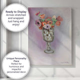 Contemporary Colourful Floral Bouquet Glass Vase Still Life Canvas Wall Art Print Decor Picture Ready to Hang