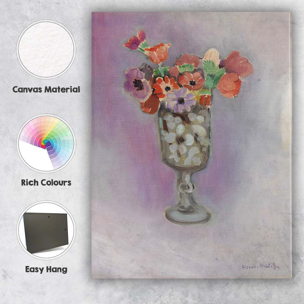 Contemporary Colourful Floral Bouquet Glass Vase Still Life Canvas Wall Art Print Decor Picture Ready to Hang
