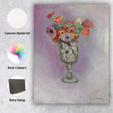 Contemporary Colourful Floral Bouquet Glass Vase Still Life Canvas Wall Art Print Decor Picture Ready to Hang