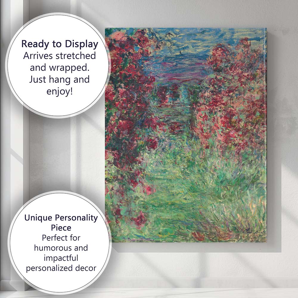 Vibrant Red Rose Garden Impressionist Floral Landscape Canvas Wall Art Print Decor Picture Ready to Hang
