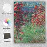 Vibrant Red Rose Garden Impressionist Floral Landscape Canvas Wall Art Print Decor Picture Ready to Hang