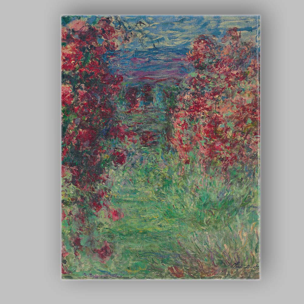 Vibrant Red Rose Garden Impressionist Floral Landscape Canvas Wall Art Print Decor Picture Ready to Hang