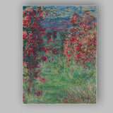Vibrant Red Rose Garden Impressionist Floral Landscape Canvas Wall Art Print Decor Picture Ready to Hang