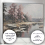 Misty Autumn Lakeside Woodland Reflection Landscape Canvas Wall Art Print Decor Picture Ready to Hang