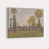 Soft Impressionist Village Skyline Tall Trees Landscape Canvas Wall Art Print Decor Picture Ready to Hang