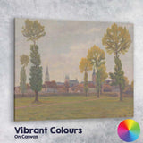 Soft Impressionist Village Skyline Tall Trees Landscape Canvas Wall Art Print Decor Picture Ready to Hang